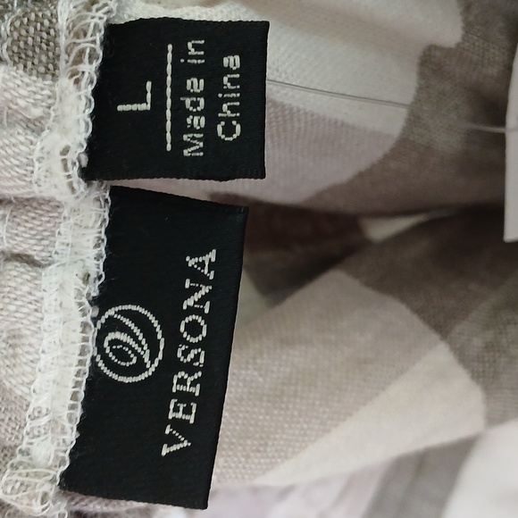Versona NWT Checkered Plaid Linen Blend High Rise Pull On Shorts Size Large - Picture 6 of 9